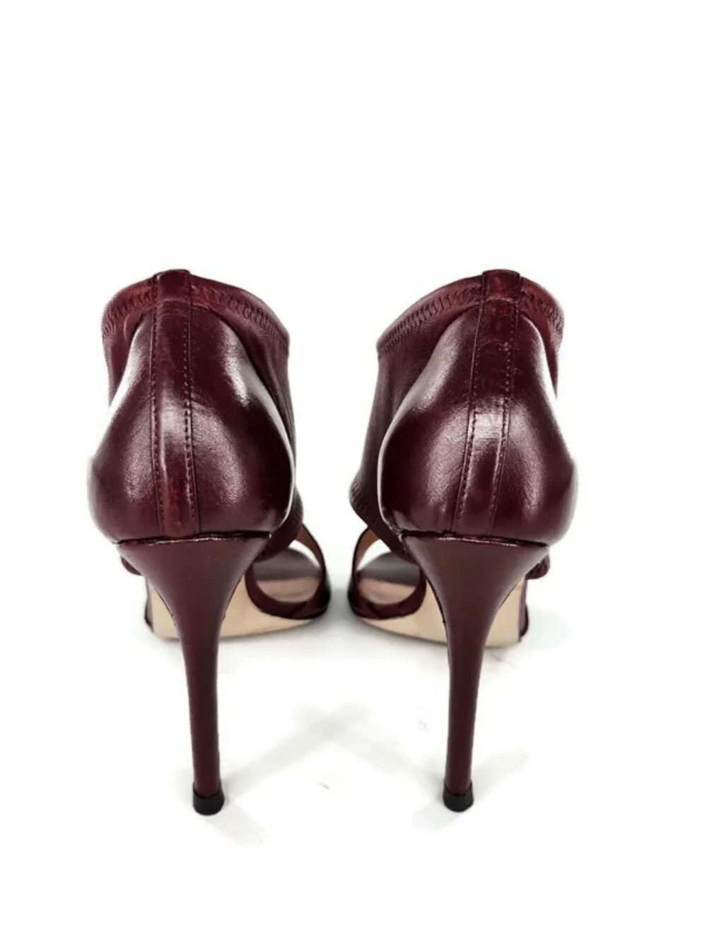 Gianvito Rossi Milano Burgundy Leather Ankle Cuff Open-Toe High Heel Sandals